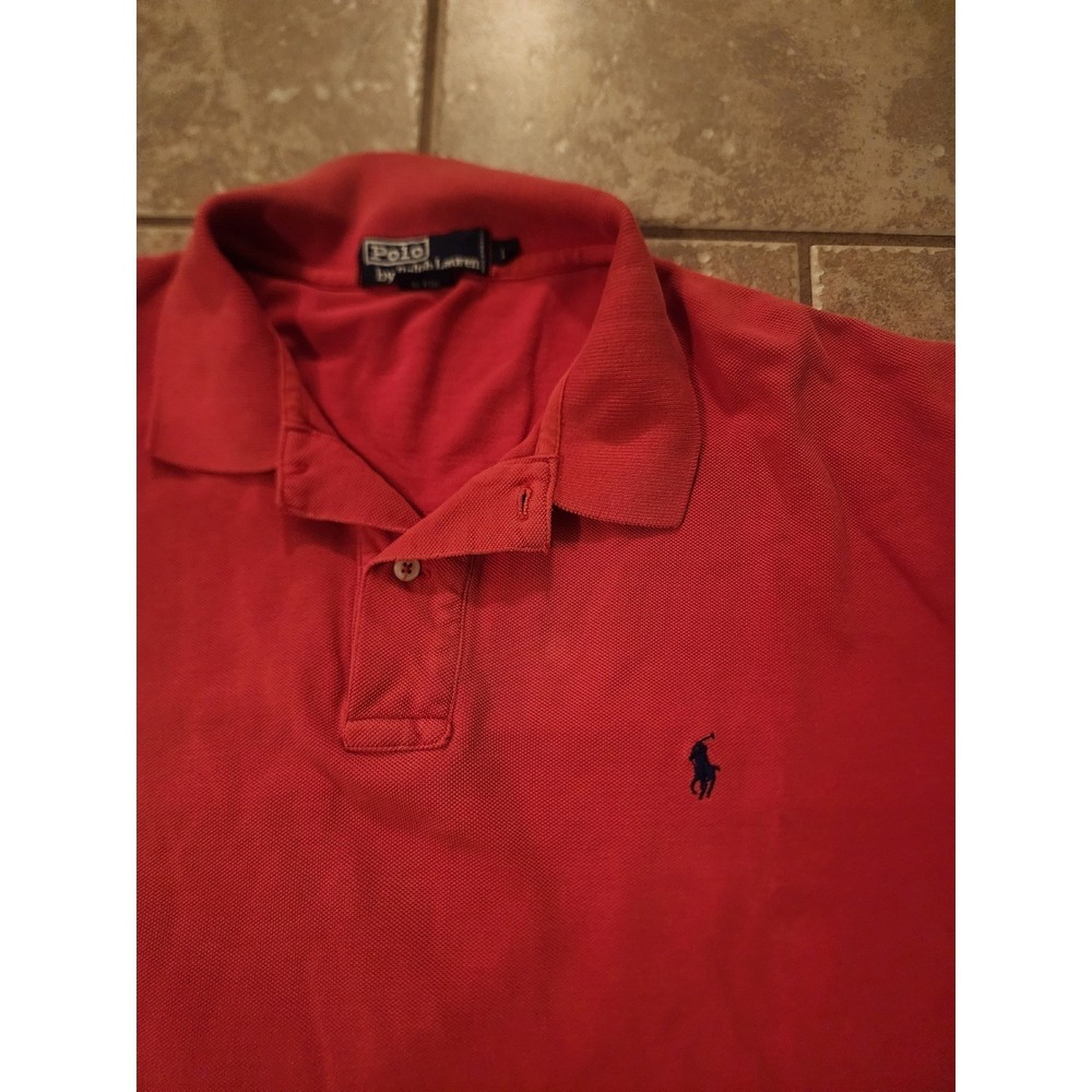 Polo Ralph Lauren Mens Large Red Short Sleeve Pique Cotton Pony Logo Polo Shirt